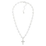 Wholesale linked Glass Crystal Stations Necklace Rhinestone Cross Pendant L Exte