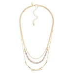 Wholesale layered Chain Link Necklace Hammered Metal Arch Faceted Bead Details L
