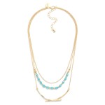 Wholesale layered Chain Link Necklace Hammered Metal Arch Faceted Bead Details L