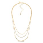 Wholesale layered Chain Link Necklace Hammered Metal Arch Faceted Bead Details L