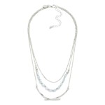 Wholesale layered Chain Link Necklace Hammered Metal Arch Faceted Bead Details L