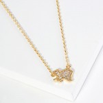Wholesale dainty Chain Link Necklace Cubic Zirconia Studded Texas State Pendant