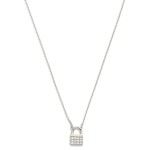 Wholesale dainty Gold Dipped Chain Link Necklace Cubic Zirconia Lock Pendant Gol