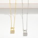 Wholesale dainty Gold Dipped Chain Link Necklace Cubic Zirconia Lock Pendant Gol