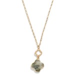 Wholesale gold Chain Link Necklace Linked Hollow Clover Stone Clover Pendant L