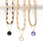 Wholesale layered Chain Link Necklace Rectangular Beads Glass Crystal Pendant L