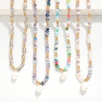 Wholesale beaded Necklace Diamond Beads Gold Tones Pearl Pendant