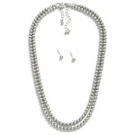 Wholesale set Two Metal Beaded Necklaces Metal Ball Stud Earrings Included L Ext