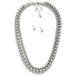 Wholesale set Two Metal Beaded Necklaces Metal Ball Stud Earrings Included L Ext