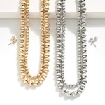 Wholesale set Two Metal Beaded Necklaces Metal Ball Stud Earrings Included L Ext