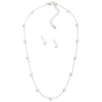 Wholesale paperclip Chain Link Necklace Pearl Stations Pearl Stud Earrings Inclu