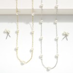 Wholesale paperclip Chain Link Necklace Pearl Stations Pearl Stud Earrings Inclu