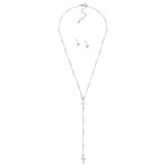 Wholesale chain Link Y Necklace Cross Pearl Stations Metal Ball Stud Earrings In