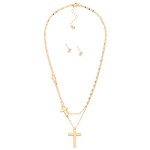 Wholesale metal Chain Link Necklace Cross Stations Cross Pendant Included Metal
