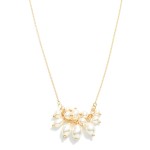 Wholesale dainty Chain Link Necklace Linked Pearl Cluster Detail L Extender L
