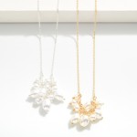 Wholesale dainty Chain Link Necklace Linked Pearl Cluster Detail L Extender L