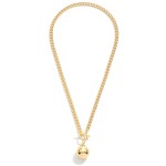 Wholesale chain Link Necklace Metal Toggle Clasp Ball Pendant L
