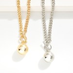 Wholesale chain Link Necklace Metal Toggle Clasp Ball Pendant L