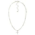 Wholesale pearl Faceted Bead Beaded Necklace Cubic Zirconia Cross Pendant L Exte