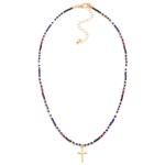 Wholesale seed Beaded Necklace Metal Cross Pendant L Extender L