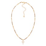 Wholesale faceted Bead Beaded Necklace Rhinestone Cross Pendant L Extender L