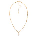 Wholesale faceted Bead Beaded Necklace Rhinestone Cross Pendant L Extender L