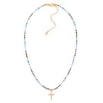 Wholesale faceted Bead Beaded Necklace Rhinestone Cross Pendant L Extender L