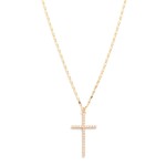 Wholesale metal Flat Chain Link Necklace Cubic Zirconia Cross Pendant L Extender