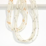 Wholesale layered Pearl Beaded Necklace Metal Tones L Extender L