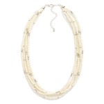 Wholesale layered Pearl Beaded Necklace Metal Tones L Extender L