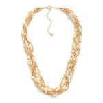 Wholesale layered Beaded Necklace Pearl Metal Beads L Extender L