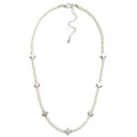 Wholesale pearl Beaded Necklace Metal Criss Cross Stations L Extender L
