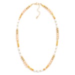 Wholesale beaded Necklace Metal Tones Stone Pearls L Extender L