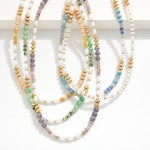 Wholesale beaded Necklace Metal Tones Stone Pearls L Extender L