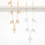Wholesale chain Link Charm Necklace Crosses Metal Beaded Stations L Extender L