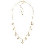 Wholesale metal Chain Link Charm Necklace Rhinestone Studded Star Charms L Exten