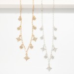 Wholesale metal Chain Link Charm Necklace Rhinestone Studded Star Charms L Exten
