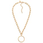 Wholesale metal U Link Necklace Hollow Circle Pendant L Extender L