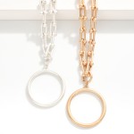 Wholesale metal U Link Necklace Hollow Circle Pendant L Extender L