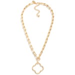 Wholesale metal U Link Necklace Hollow Clover Pendant L Extender L