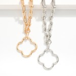 Wholesale metal U Link Necklace Hollow Clover Pendant L Extender L