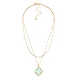 Wholesale layered Chain Link Necklace Clover Station L Extender L