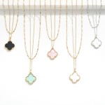 Wholesale layered Chain Link Necklace Clover Station L Extender L