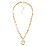 Wholesale metal U Link Necklace Clover Pendant L Extender L
