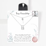 Wholesale set Two Dainty Chain Link Friendship Necklaces Key Lock Pendants Cubic