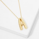 Wholesale dainty Chain Link Necklace Metal Bubble Initial Pendant Gold Dipped Hy