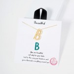 Wholesale dainty Chain Link Necklace Metal Bubble Initial Pendant Gold Dipped Hy