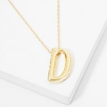 Wholesale dainty Chain Link Necklace Metal Bubble Initial Pendant Gold Dipped Hy