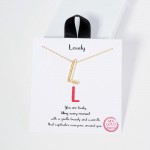 Wholesale dainty Chain Link Necklace Metal Bubble Initial Pendant Gold Dipped Hy