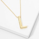 Wholesale dainty Chain Link Necklace Metal Bubble Initial Pendant Gold Dipped Hy